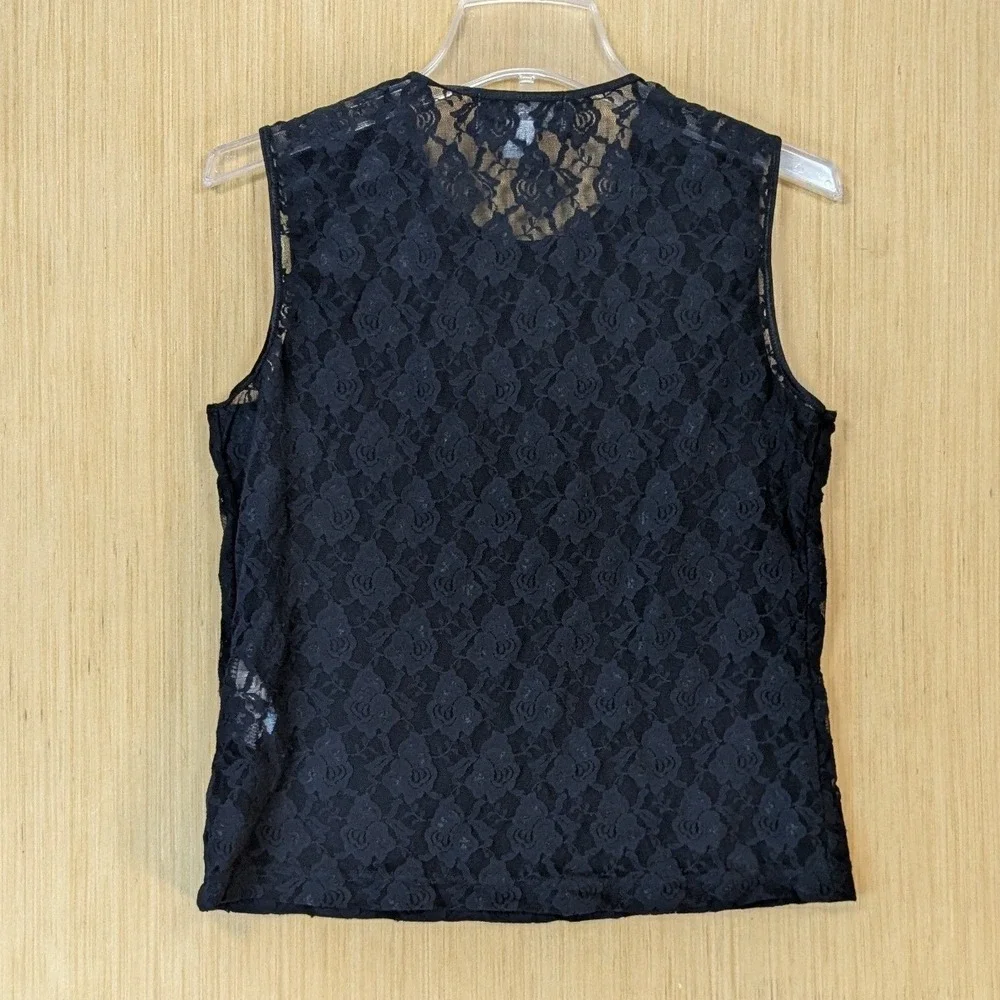 Casual Corner Annex Whimsygoth Black Floral Lace Tank Top Size L 90s Vintage